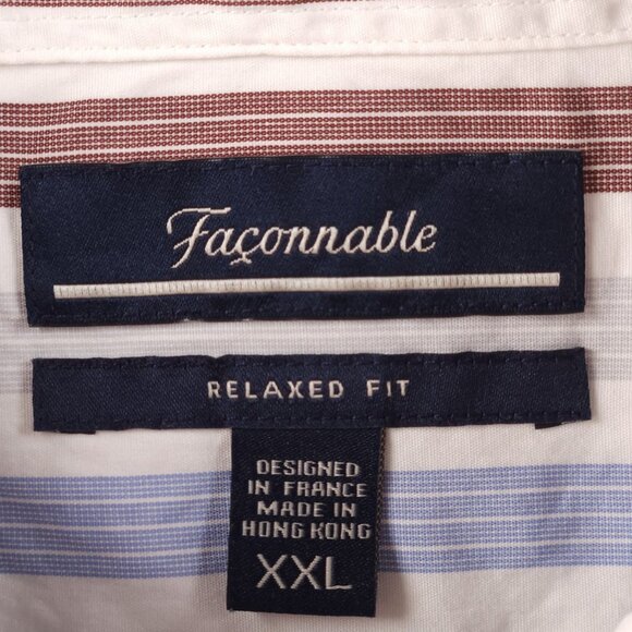 Faconnable Striped Colorful Button-Down 2XL Cotton Long Sleeve Shirt Pocket Mens - Picture 10 of 16